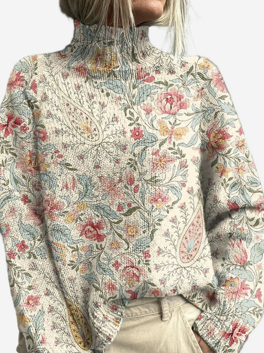Julia - Vintage Paisley Turtleneck Sweater
