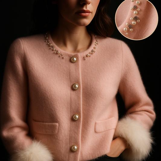 Amalya - Elegant Pearl Embellished Cardigan