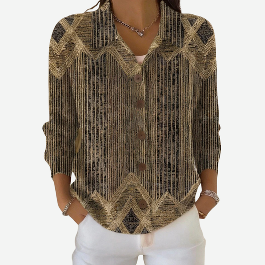 Vintage Striped Pointed Collar Blouse