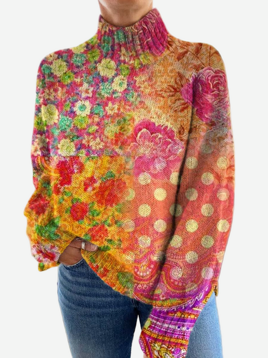 Amelia - Floral Turtleneck Sweater