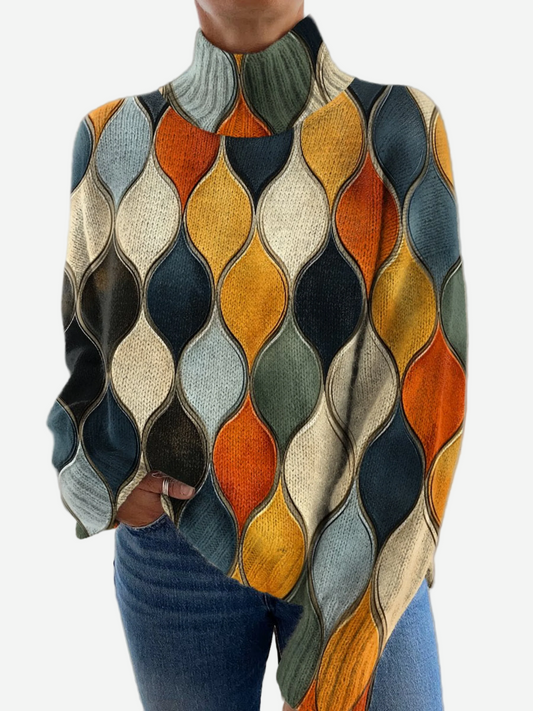 Lucey - Abstract Pattern Turtleneck Sweater