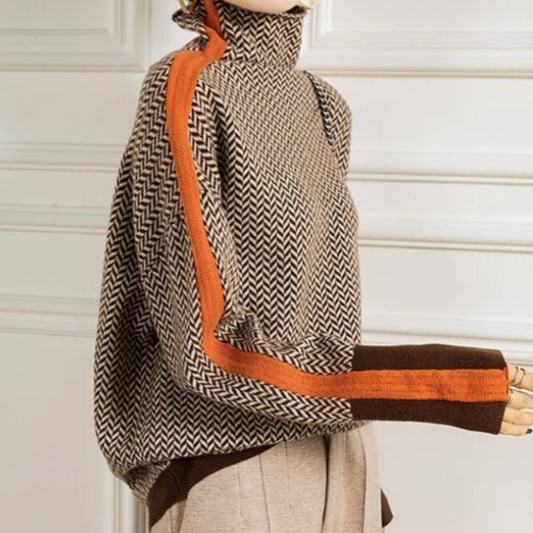 Eleanor - Herringbone Luxury Turtleneck